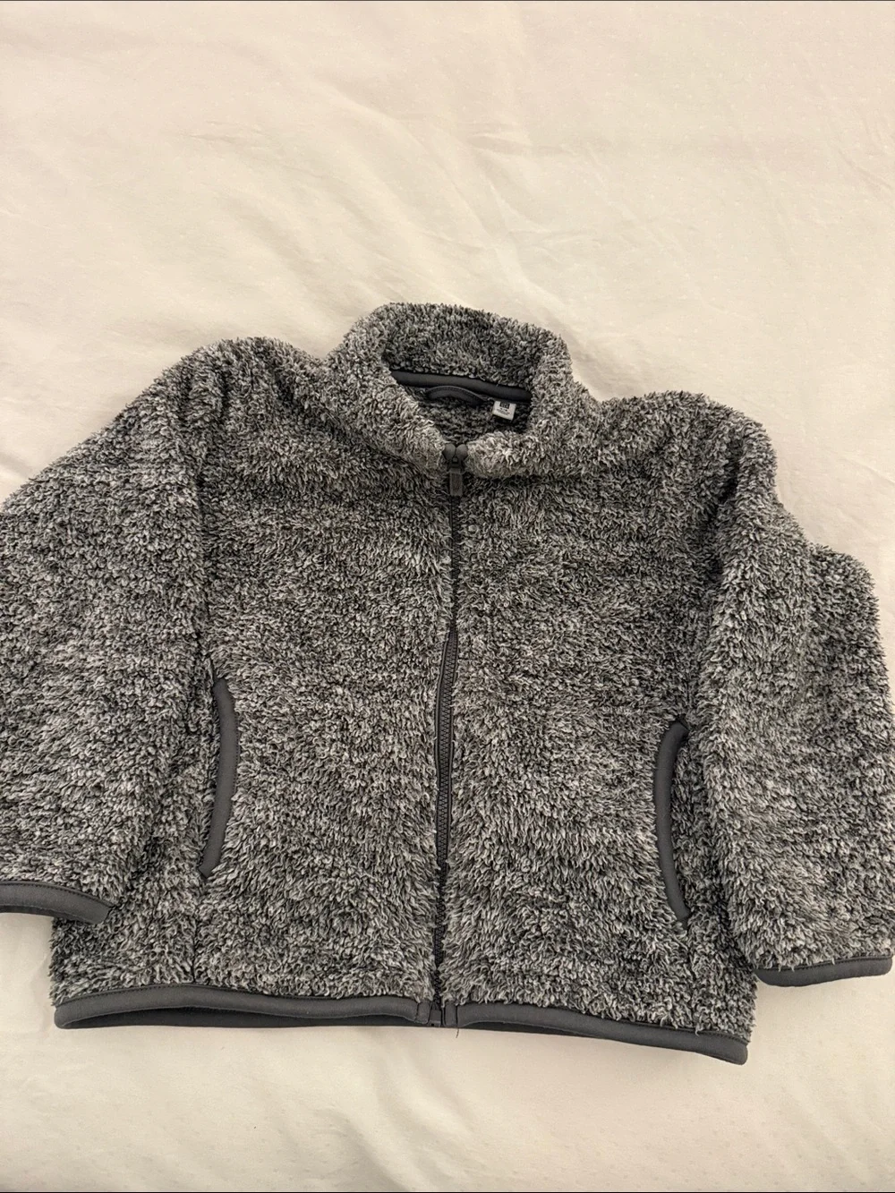 Cozy Gray Sherpa Zip-Up Jacket